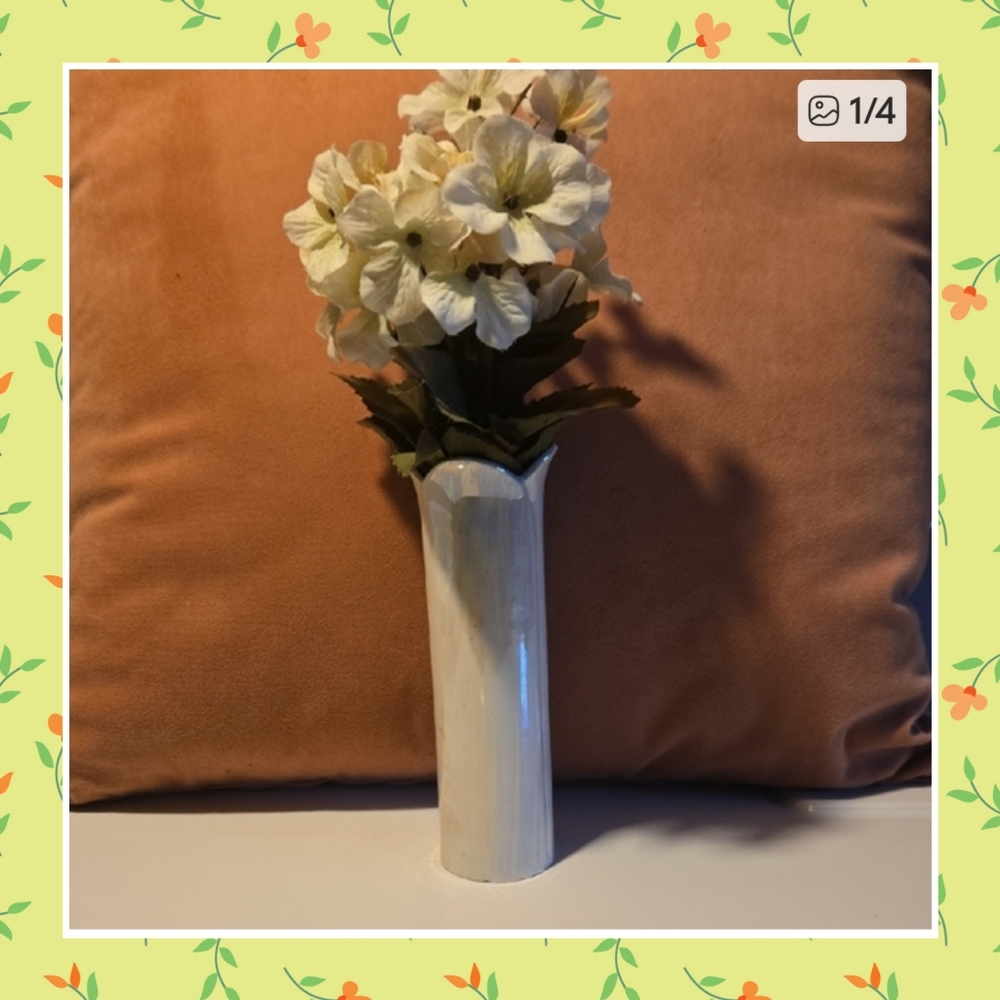 Vintage Vase with Cream Flowers